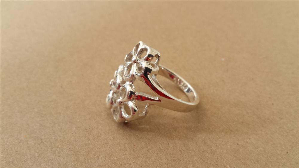 Silberring+Blumen+filigran+drei+Ring+925er+Sterling+Silber+Damen+Designer+Schmuck+Ringe