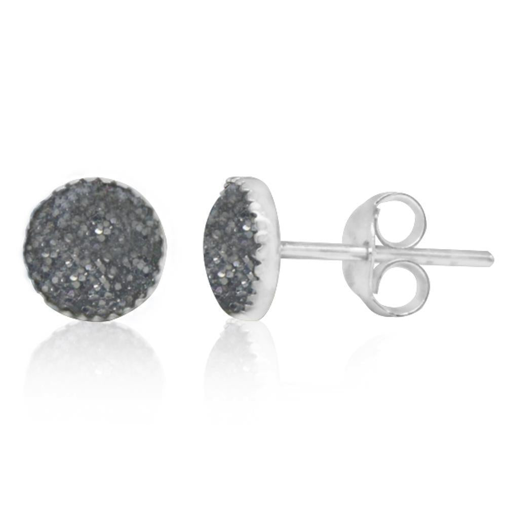 Ohrstecker+Glitzer+silber+Resin+925er+Sterling+Silber+Ohrringe+Damen+Schmuck