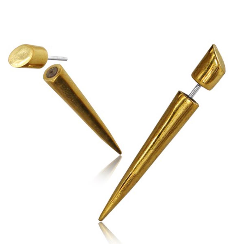 Fake+Spike+Piercing+gerade+Brass+golden+Messing+Sterlingsilber-Pin