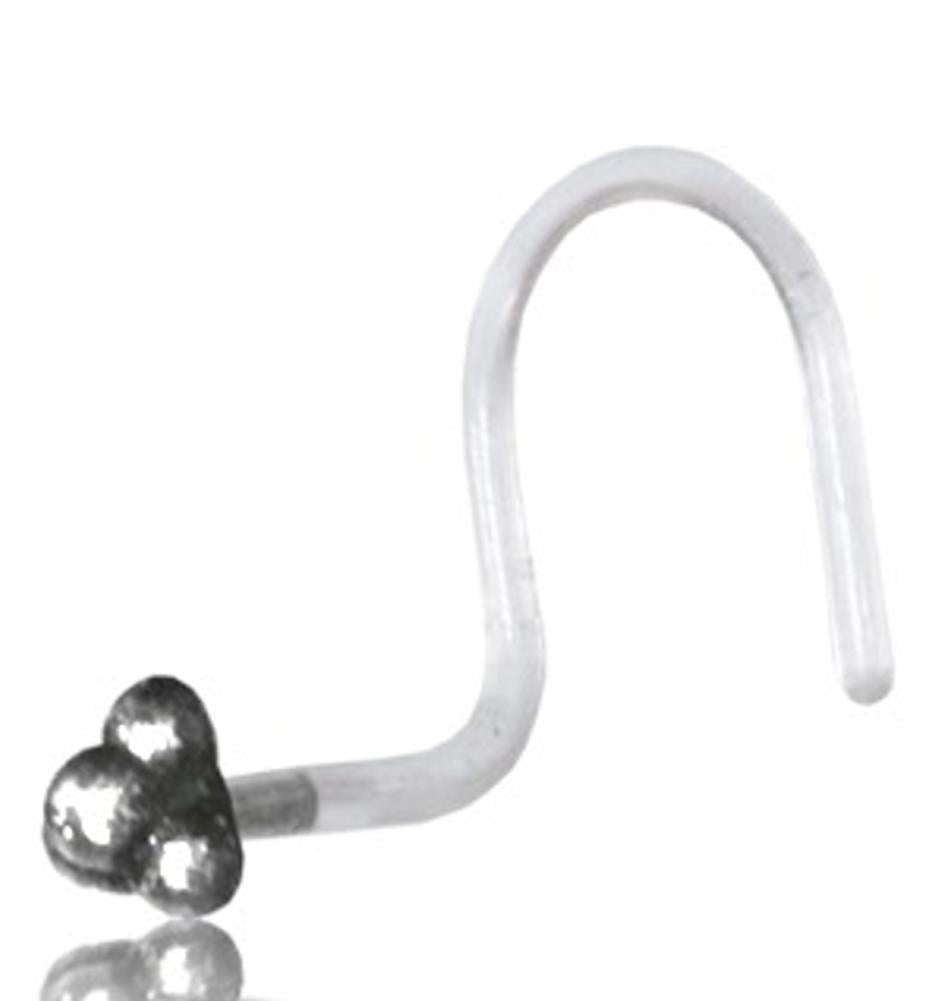 Nostril+Piercing+Silber+Nasenstecker+Screw+Ende+Bioflex+0,8+mm+silbern+Steine