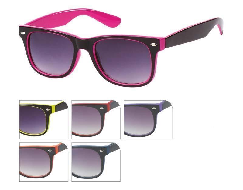 Sonnenbrille+Unisex+Atzenbrille++Nerdbrille+getönt+400UV+schwarz+innen+bunt