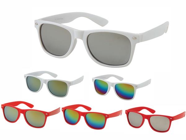 Sonnenbrille+rot+weiß+Nerdbrille+silber+gold+Rainbow+verspiegelt+400+UV
