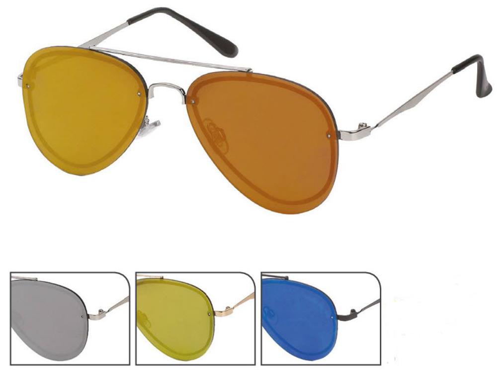 Sonnenbrille+Pilotenbrille+400+UV+frameless+Metallbügel+Zacke+bunt+verspiegelt