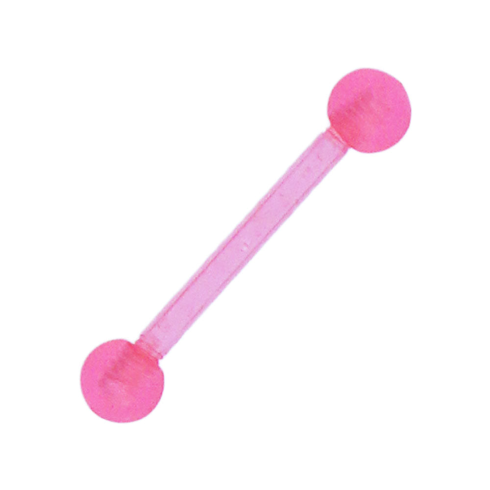 modischer+Piercing+straight+Barbell+aus+flexiblem+Kunststoff+in+Pink