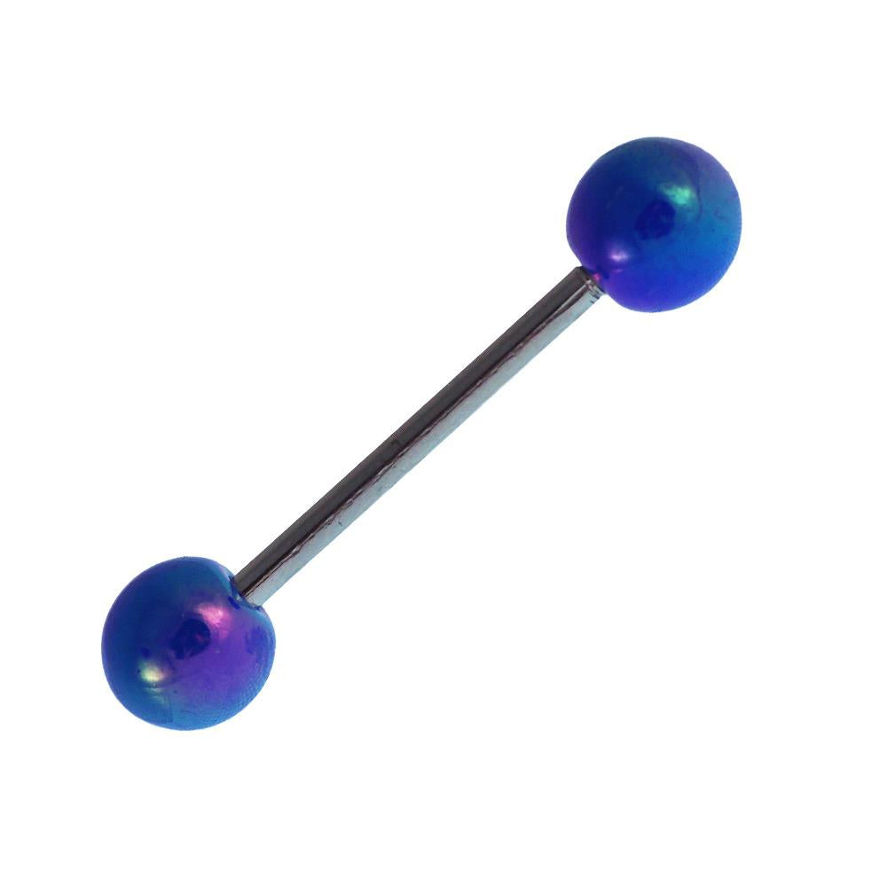 Straight+Barbell+Piercing+Basic+Edelstahl+Kugeln+blau+schimmernd+25+mm+lang