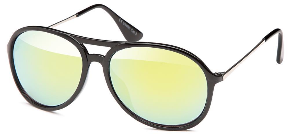Sonnenbrille+Pilotenbrille+verspiegelt+schwarz+Unisex+abgerundet+400+UV+Retro