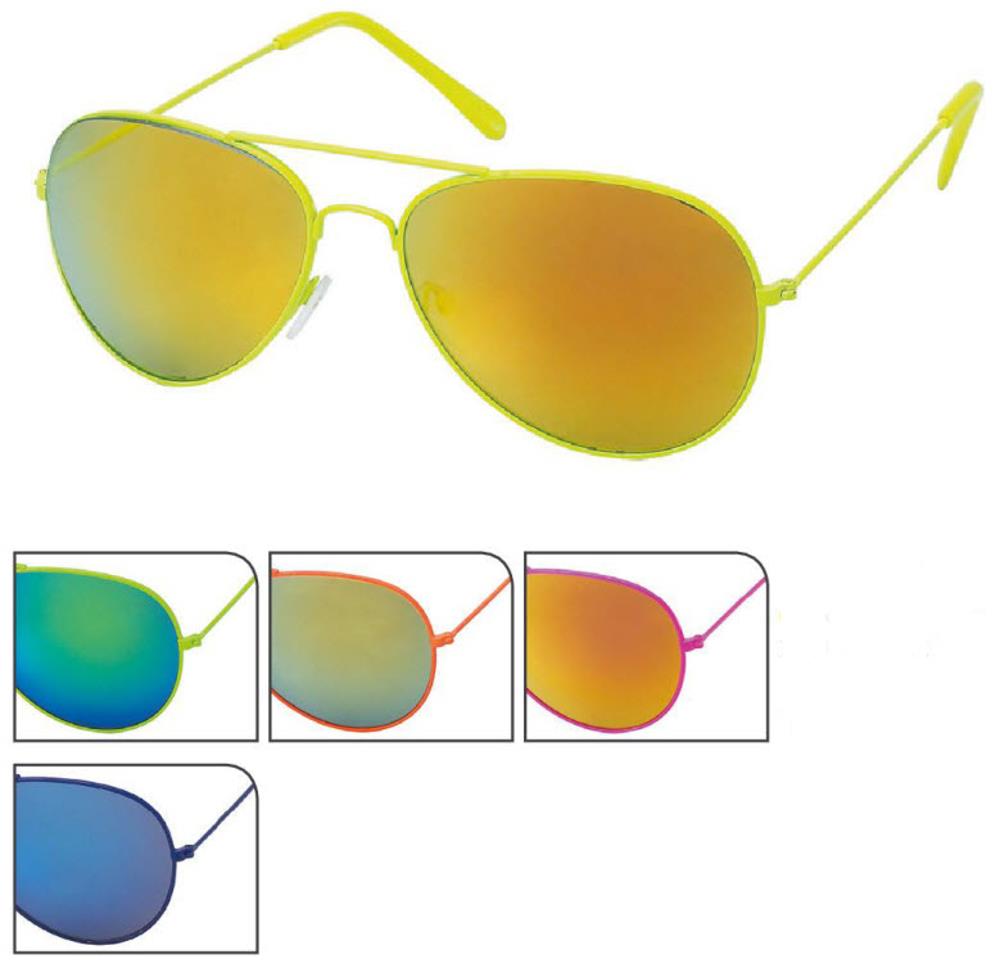 Sonnenbrille+Pilotenbrille+400+UV+buntes+Metallgestell+verspiegelt+bunte+Kappen