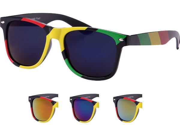 Sonnenbrille+rot+gelb+grün+Rasta+Streifen+Nerdbrille+verspiegelt+400+UV