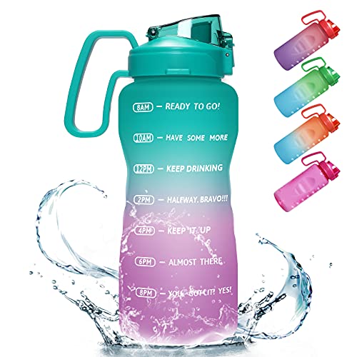 KEEPTO 64oz, 128oz Water Bottle with Straw & Handle - Motivational Hal ...