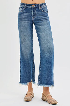 RISEN Full Size Mid Rise Crop Straight Jeans Plus Size - Simply Obsessed