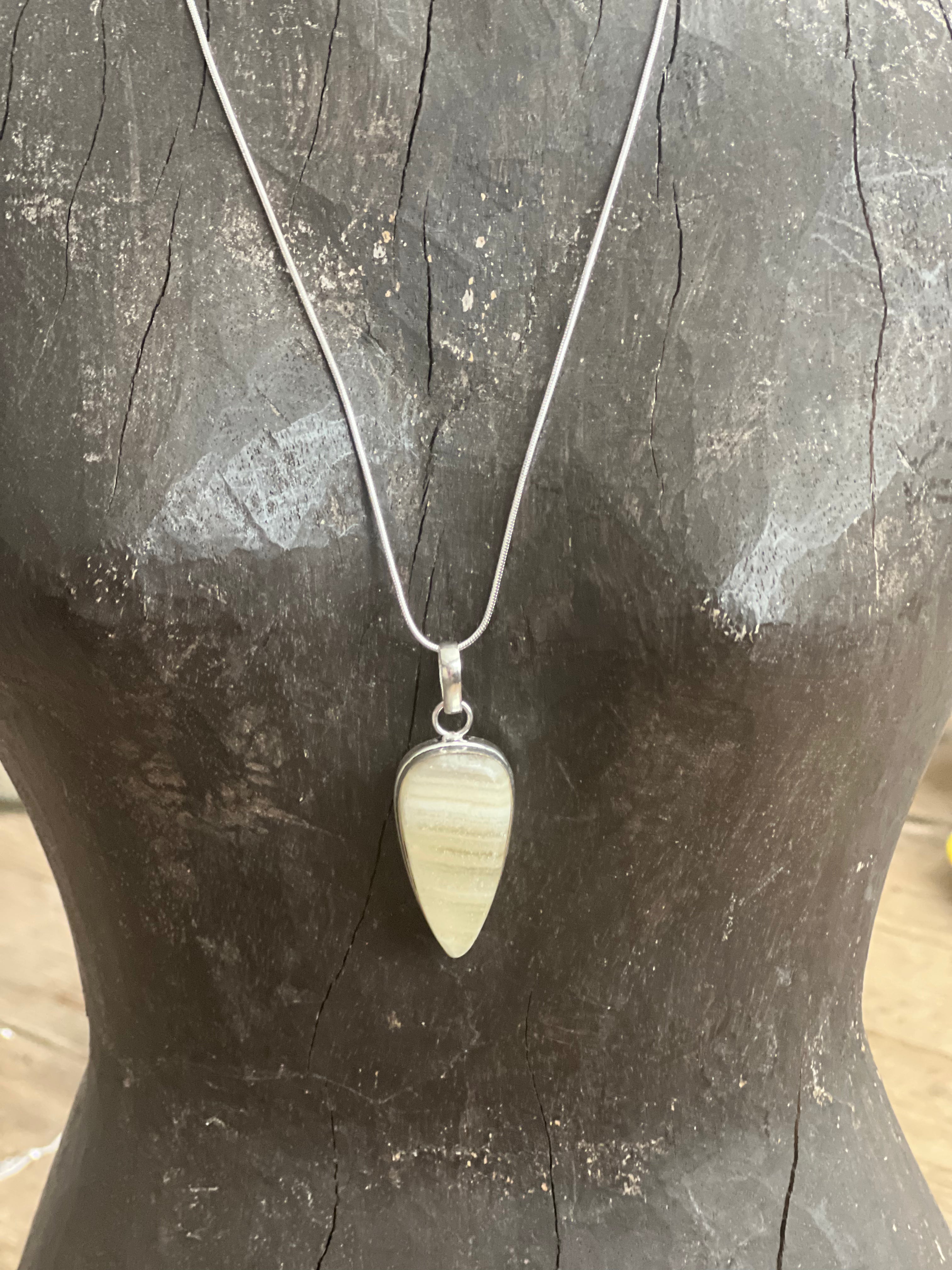 Malibu Hippie OOAK Laguna Lace Agate Turkish Silver Necklace