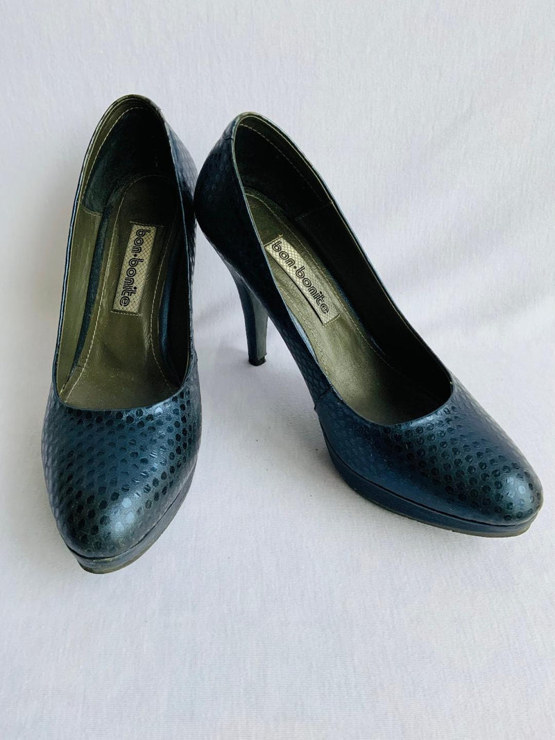 BON Zapatos con Plataforma Clásicos Azules. Talla 37