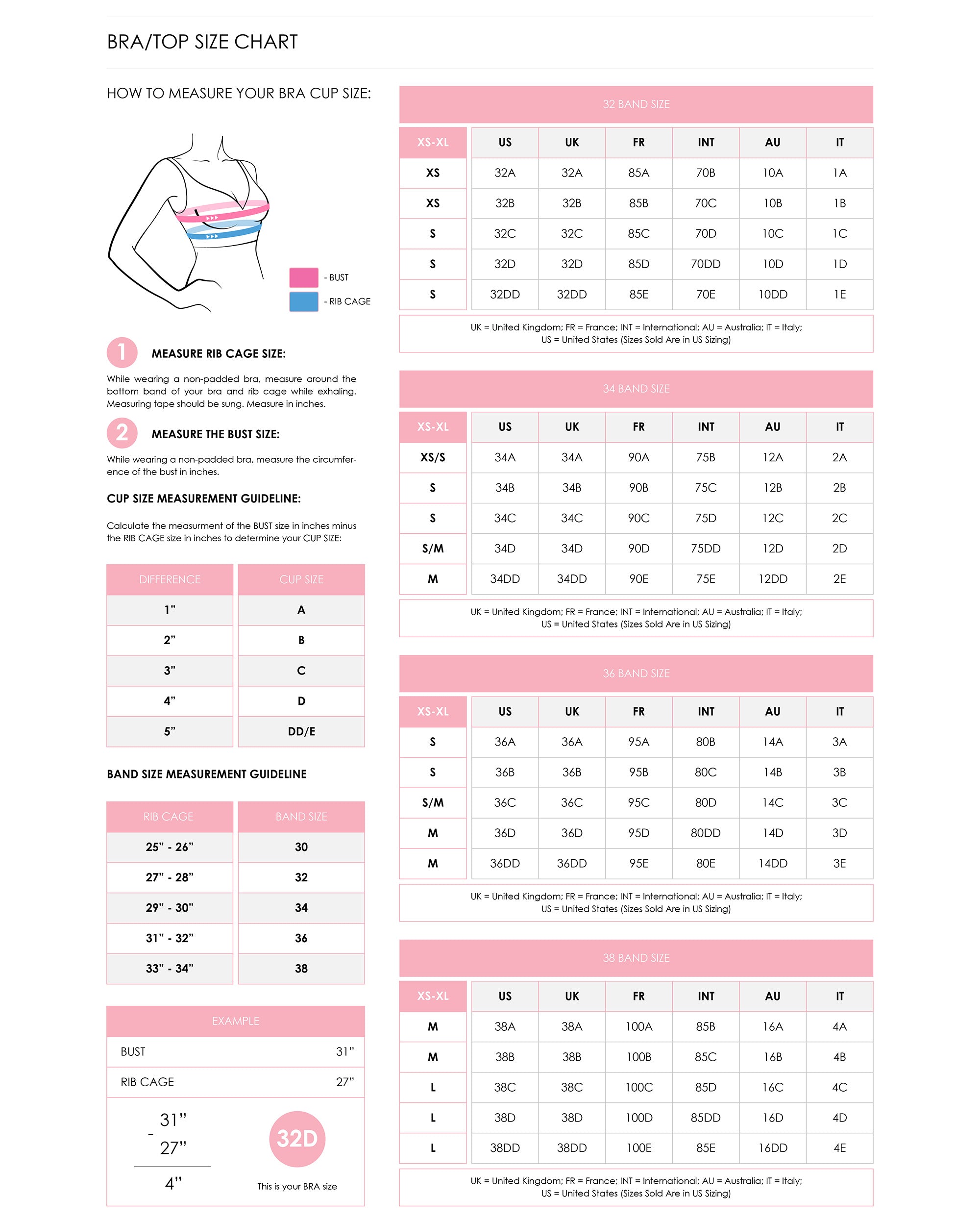 lululemon size chart for tops