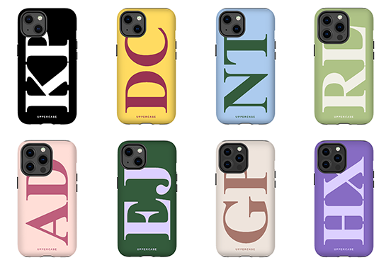 personalised phone case examples big initials design