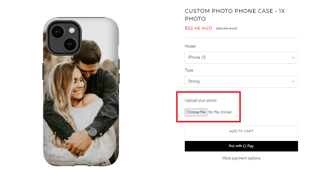 custom photo phone case - one photo uppercase preview