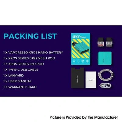 VAPORESSO XROS NANO PACKING LIST