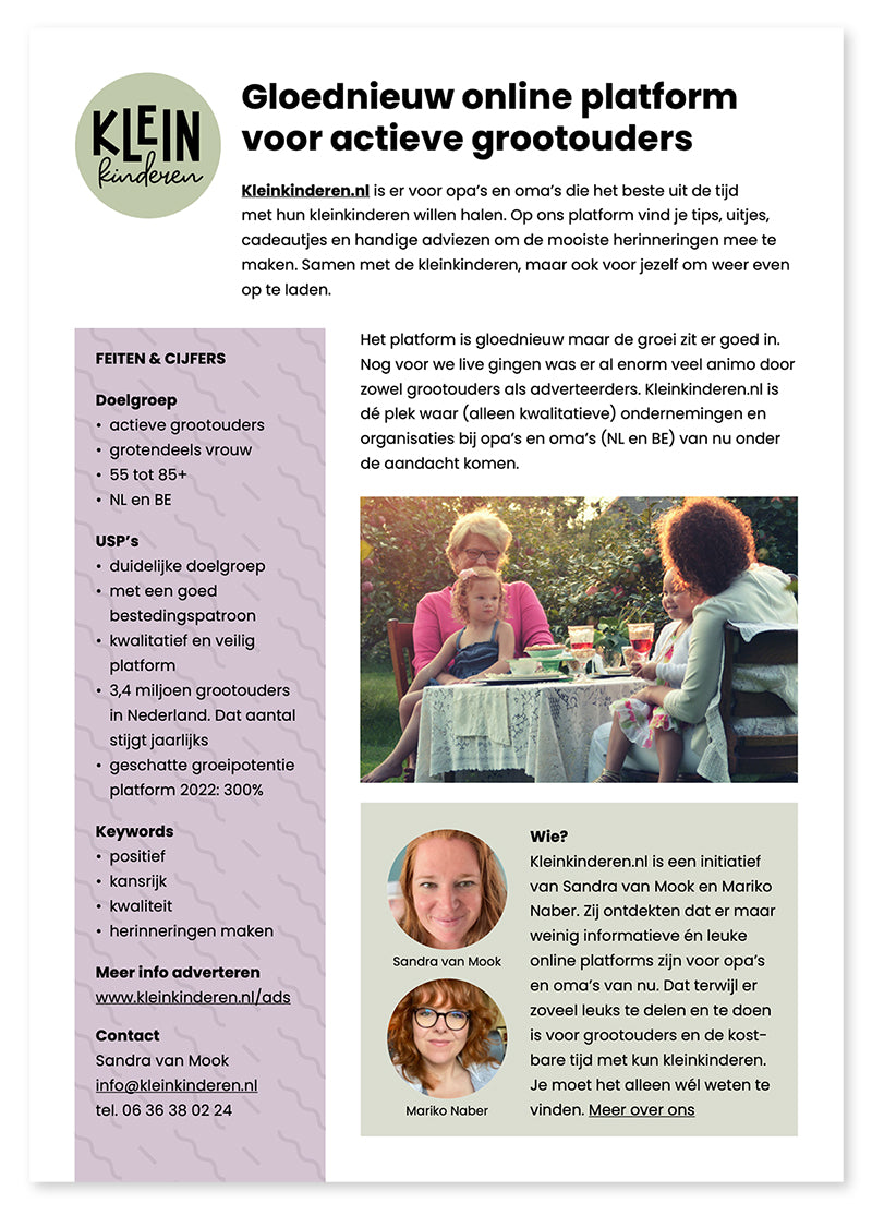Kleinkinderen.nl factsheet