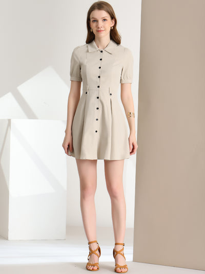 Unique Bargains Allegra K Women's Vintage Button Down Dress