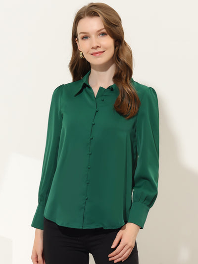 Work Office Shirt for Long Sleeve Button Up Peter Pan Collar Blouse