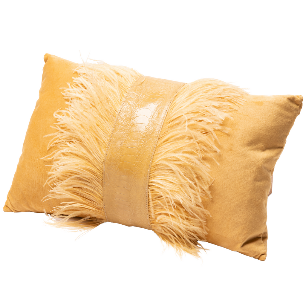 Natural Green Ostrich Trim Cushion – Wild Hide