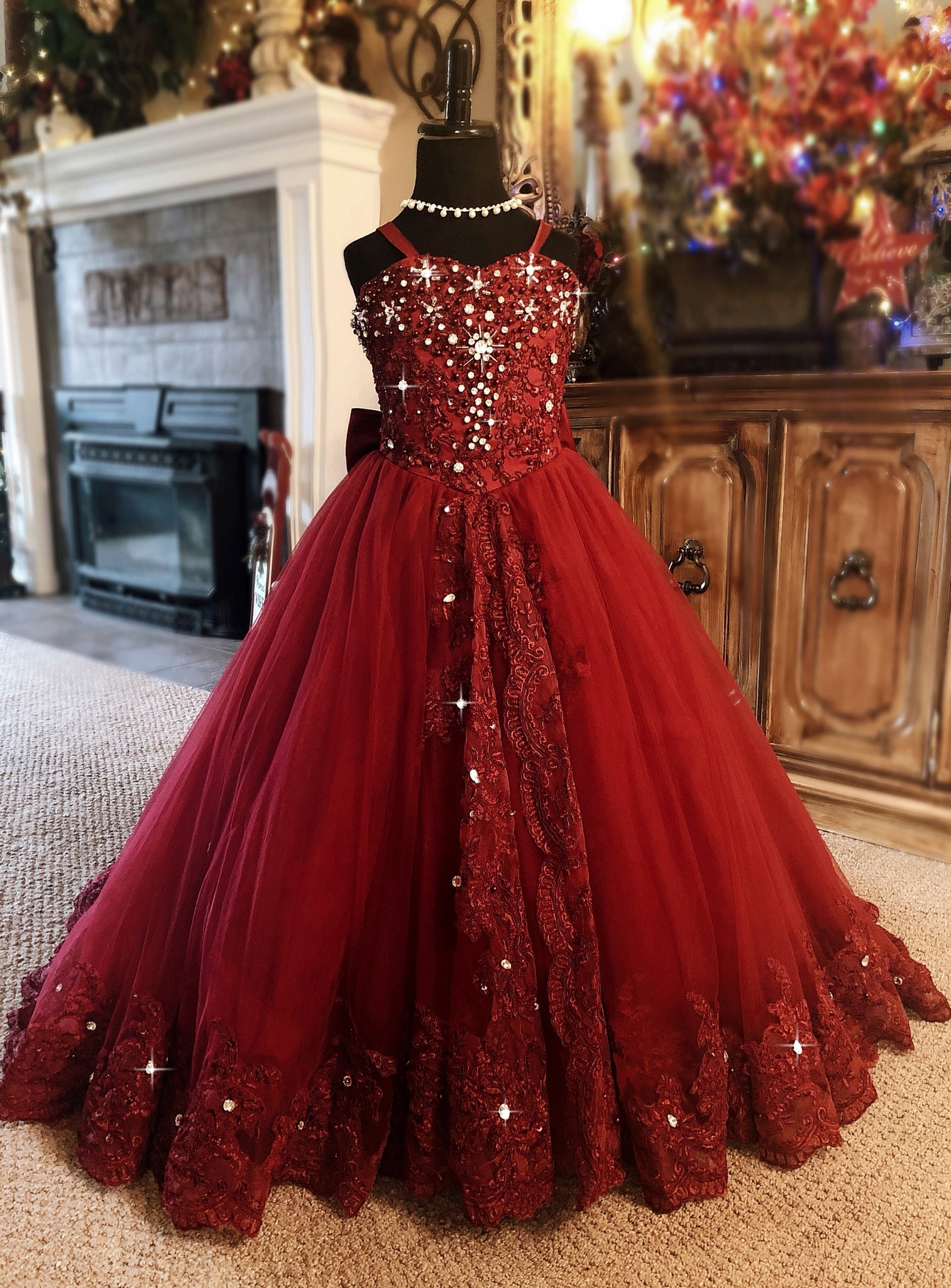 ruby red long dress