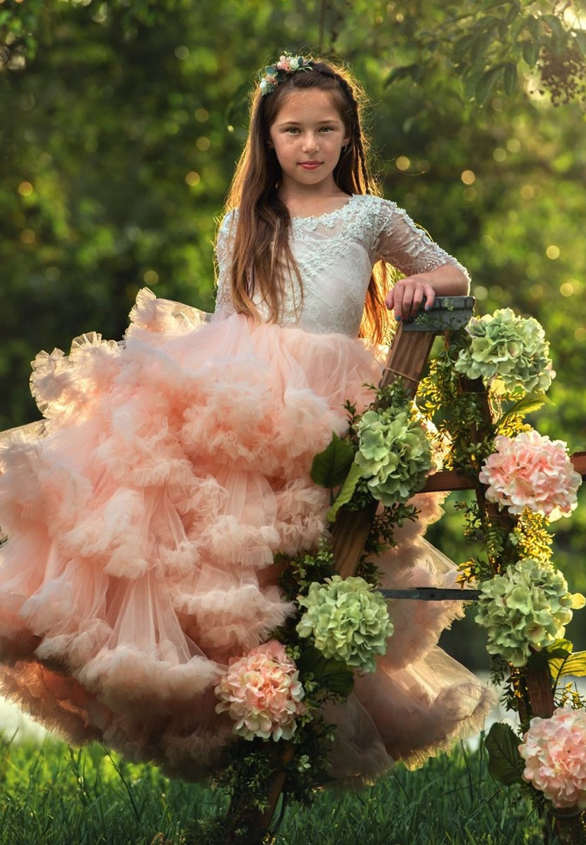 Carefree Elegance An Exquisite Ruffled Flower Girl Dress