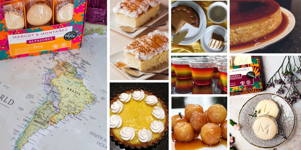 Collage of photos with South American desserts