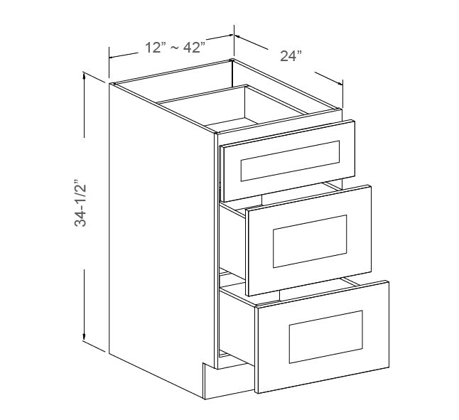 J&K Cabinetry 15" Base Cabinet With 3-Drawers (DB15-3)