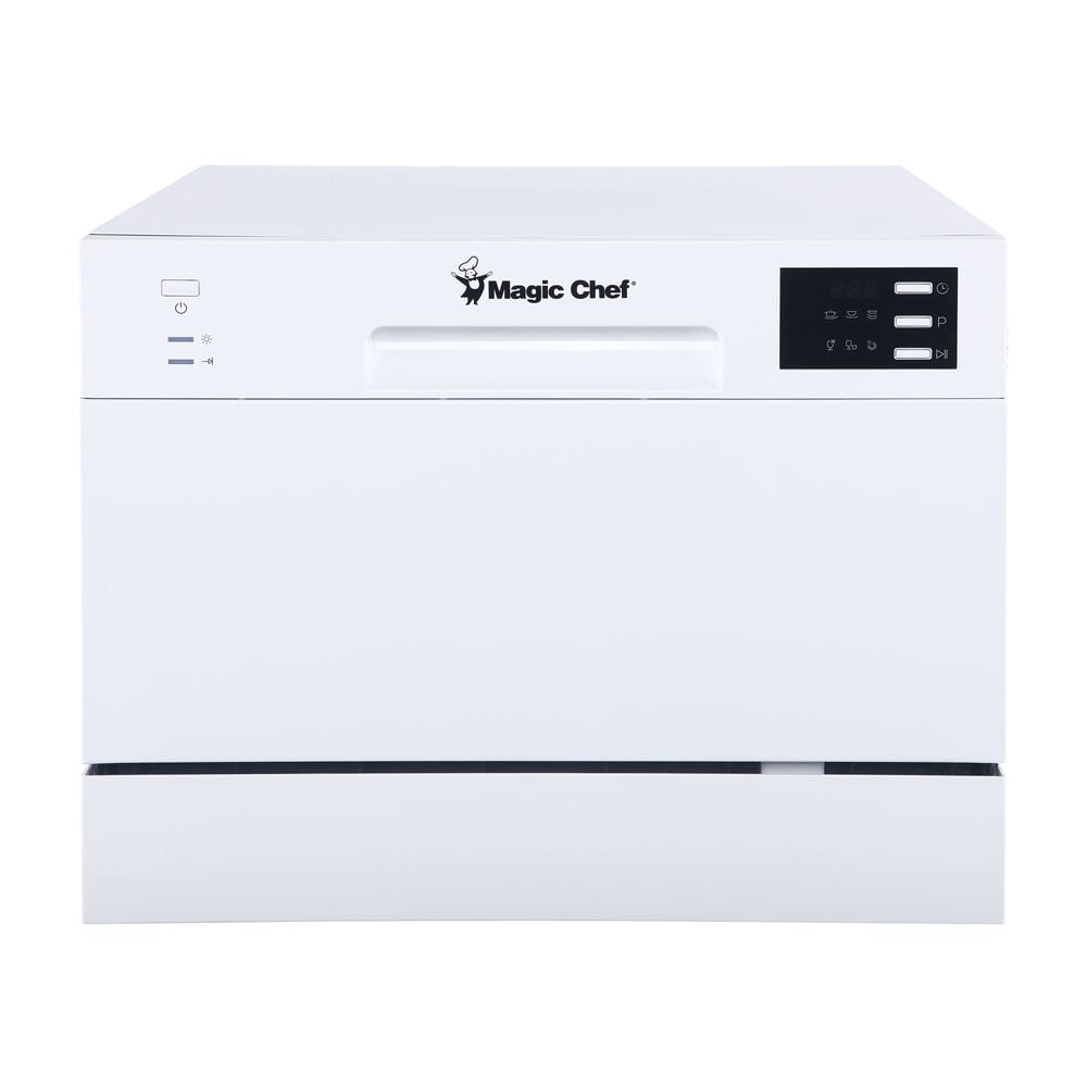 Magic Chef 22" W x 17" H White 6-Place Setting Countertop Dishwasher