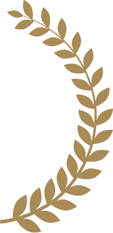 Gold laurel wreath with leaves on one side.