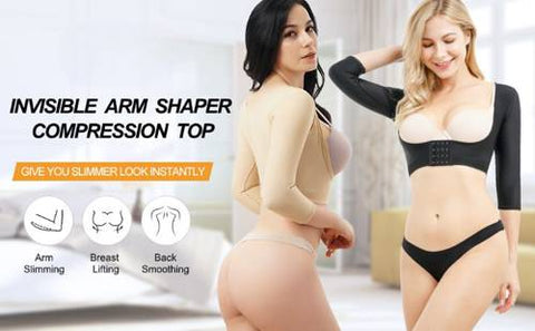 Womens Shapewear 3/4 ärm Arm Shaper Compression BH Linne skin 2XL