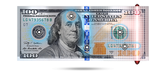 The anti-counterfeiting features of US dollars include invisible ink, watermarks, magnetic ink, and a 3D security thread.