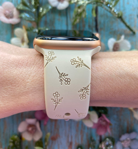Wildflowers and Butterflies Apple Watch Silicone Engraved Band – Lux Bands  Shop