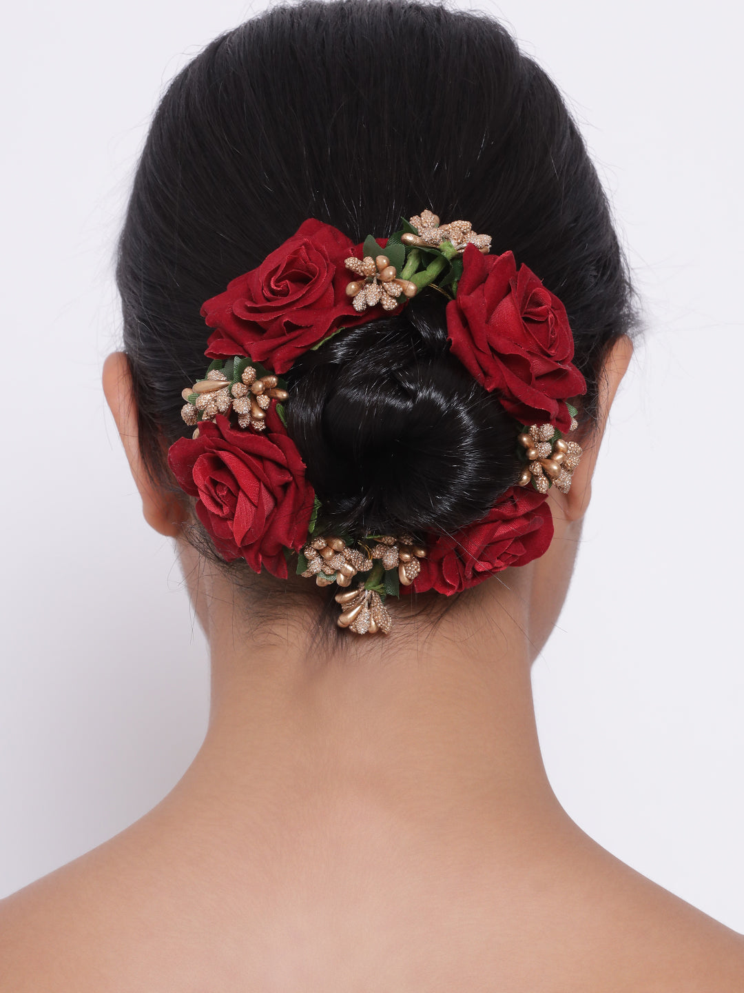 Hair Flower Fancy Bun Metal Jura pins Pack Of 4 red Rose Hair AccessoriesFancy  Juda