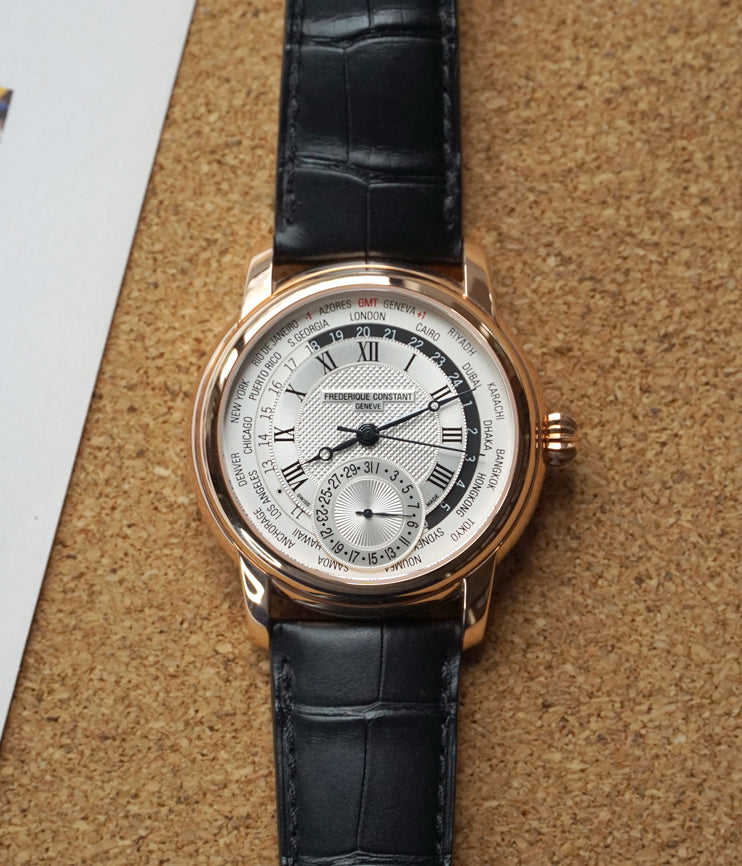 Frederique Constant Worldtimer Silver Dial Rose Gold-Plated FC-718MC4H4