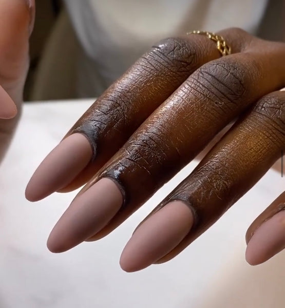 Clean girl nails using gel nail polish and builder gel