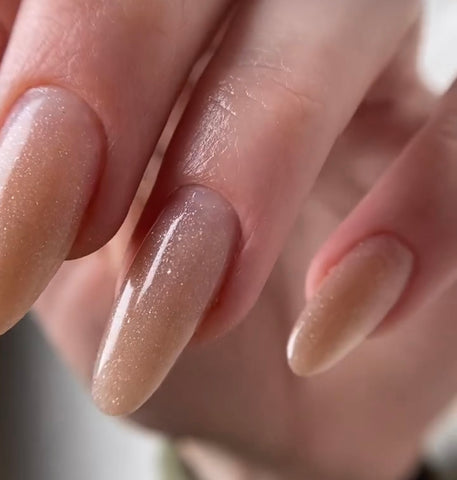 Natural nails with glitter nail polish