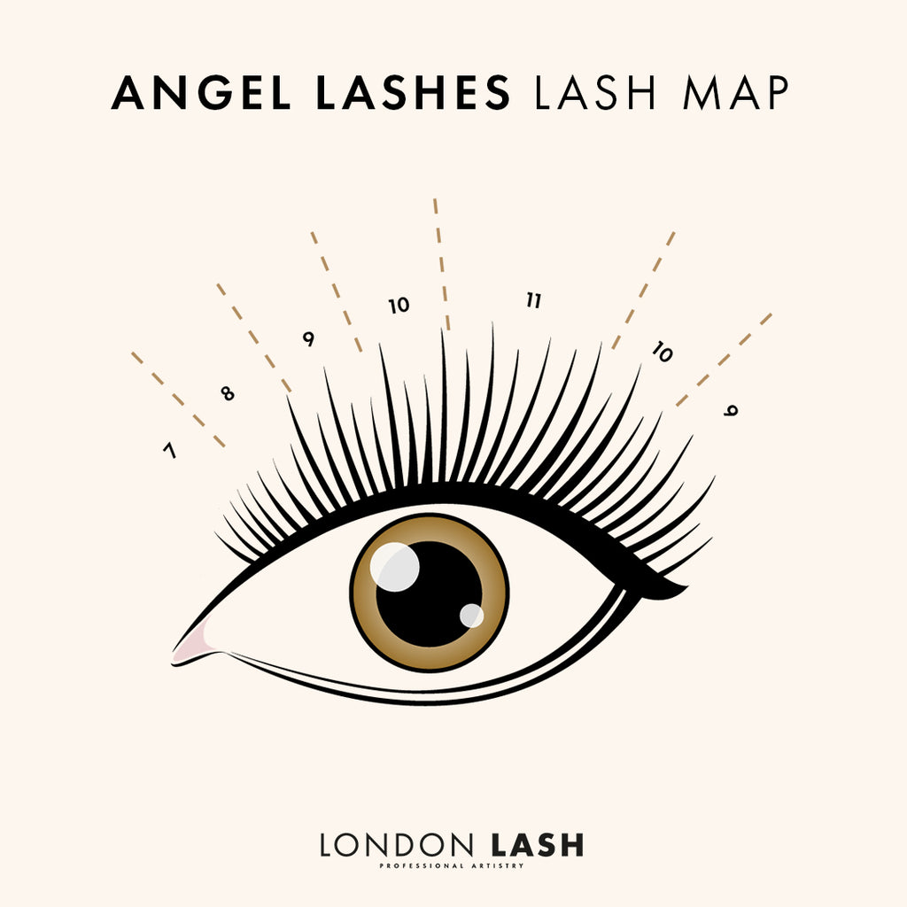 a digital drawing of an angel lash map | London Lash Canada