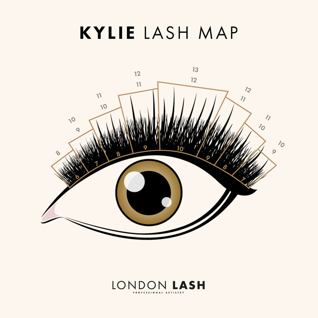 a kylie lash map drawn digitally