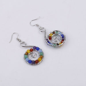Natural crystal beads spiral chakra earrings