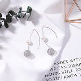 Metal winding line earrings handmade hollow line ball nest personality geometric design pearl earrings
