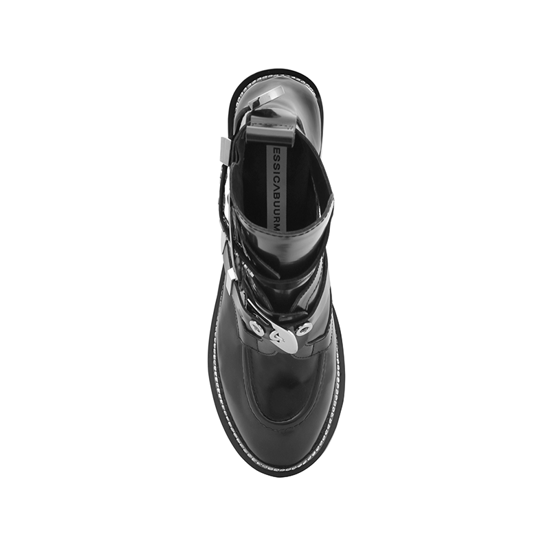 Black Silver Exclusive - MEN-CRUSH Black Cutout Boots - Silver Buckles ...