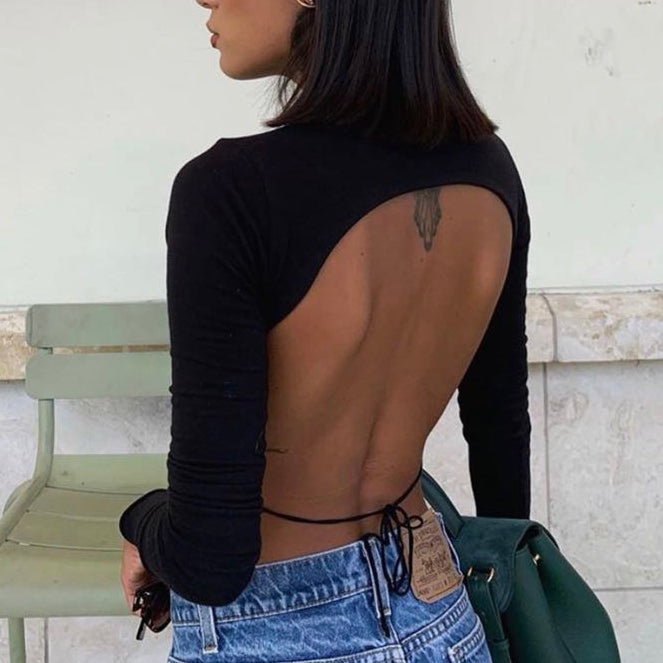 Black JPISH Backless Bodysuit