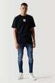 Sustainable Distressed Skinny Jeans - Blue Black OD