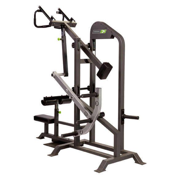 The Evolution Seated Row offers eight seat adjustments, eight chest pa