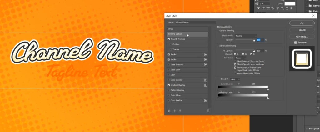 Channel name with layer styles