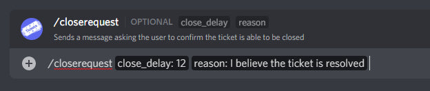 Close request parameters