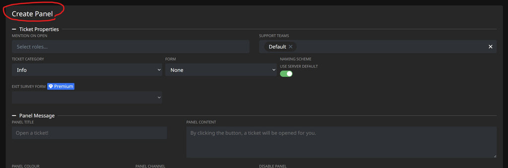 Creating a reaction panel