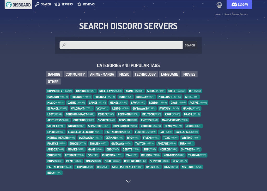 Disboard website homepage