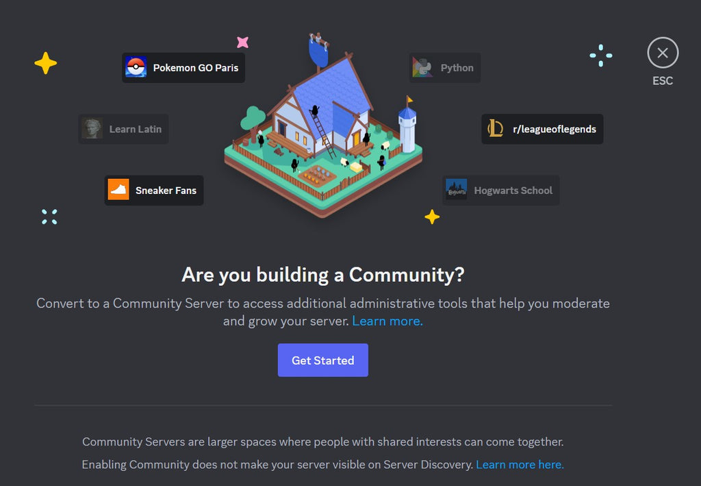 Discord community server page